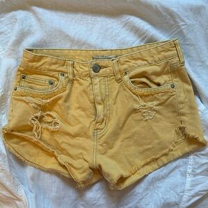 Free people yellow Jean short shorts.